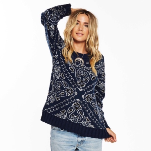 Jen's Pirate Booty Sweaters - JEN'S PIRATE BOOTY • Paisley Pullover Sweater Blue